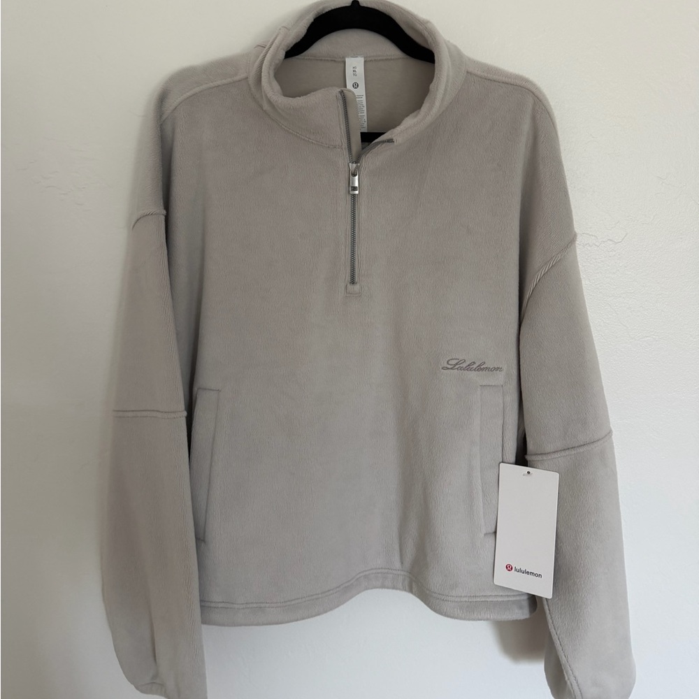 Lululemon Plush Velour Oversized Half Zip in Gray